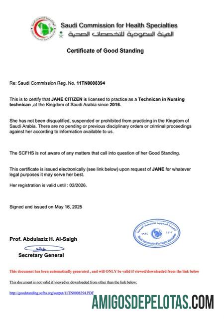 Certificado de boa reputação da Arábia Saudita para download, modelo Word e PDF, versão 2